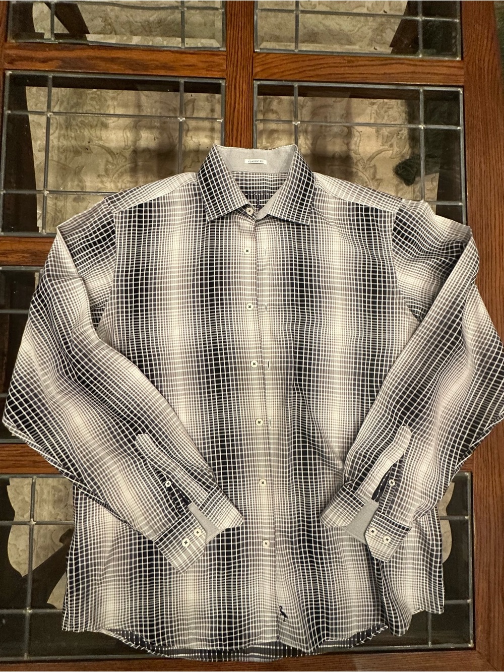 Men's Taylor Byrd Black & White Grid Button-Up Shirt